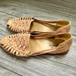Nisolo Almond Huarache Leather Sandals Size 7 Loafer Shoes Peru Slip On Flats